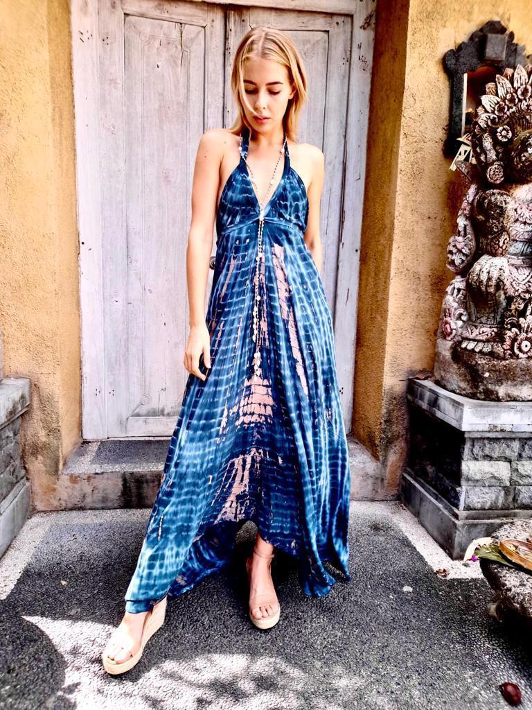 BOHEMIAN LONG DRESS in 9 colors of Tie Dye, Open Back - Lemongrass Bali Boutique