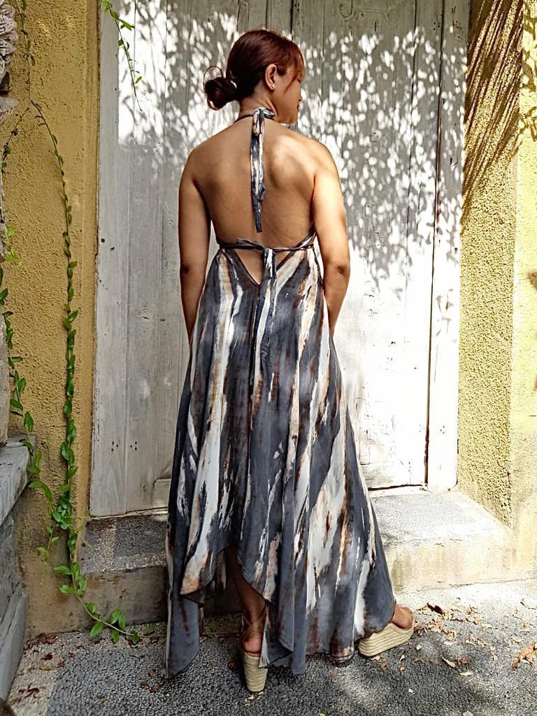 BOHEMIAN LONG DRESS in 9 colors of Tie Dye, Open Back - Lemongrass Bali Boutique
