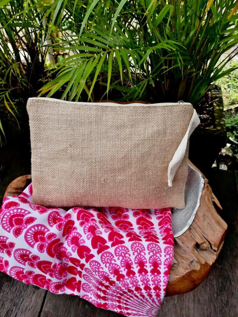 CLUTCH EMBROIDERY AZTEC in Coral and New Pink - Lemongrass Bali Boutique