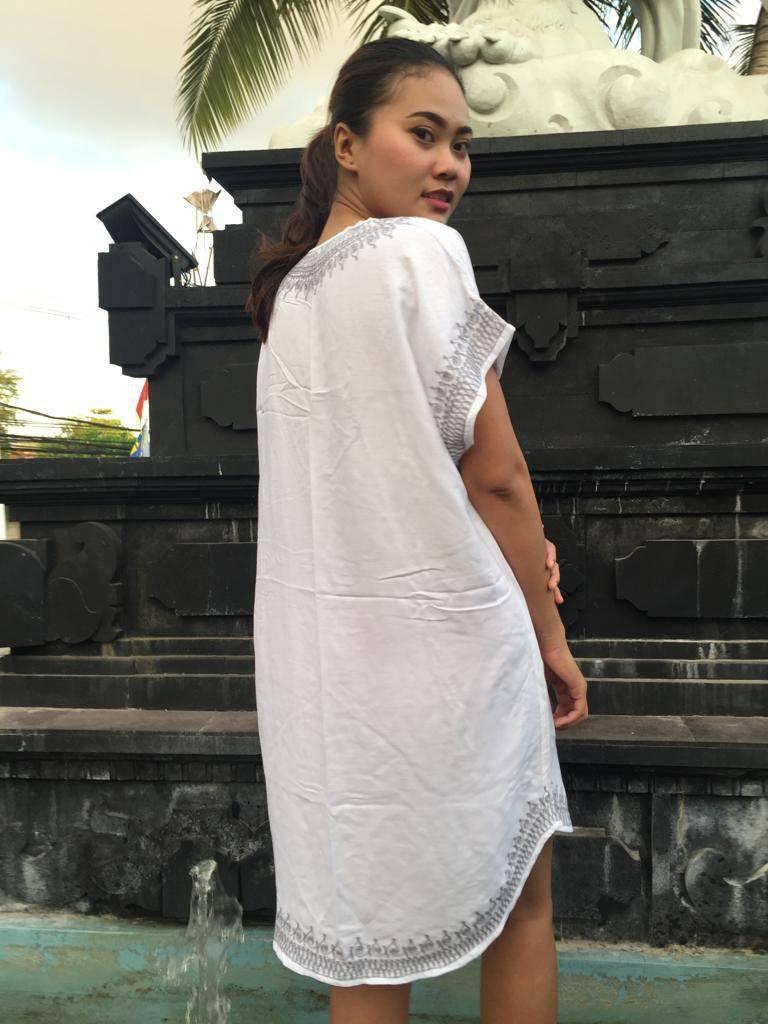 DRESS JASMIN in White and Grey - Lemongrass Bali Boutique