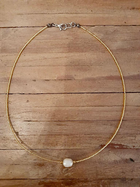 NECKLACE CHOKER Natural Fresh Water Pearl in 4 Colors - Lemongrass Bali Boutique