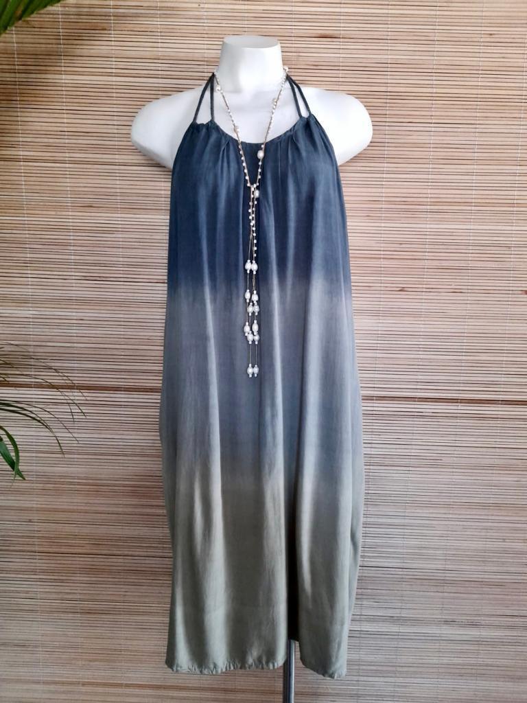 SHORT DRESS ROSE New Tie Dye Grey/ Khaki - Lemongrass Bali Boutique