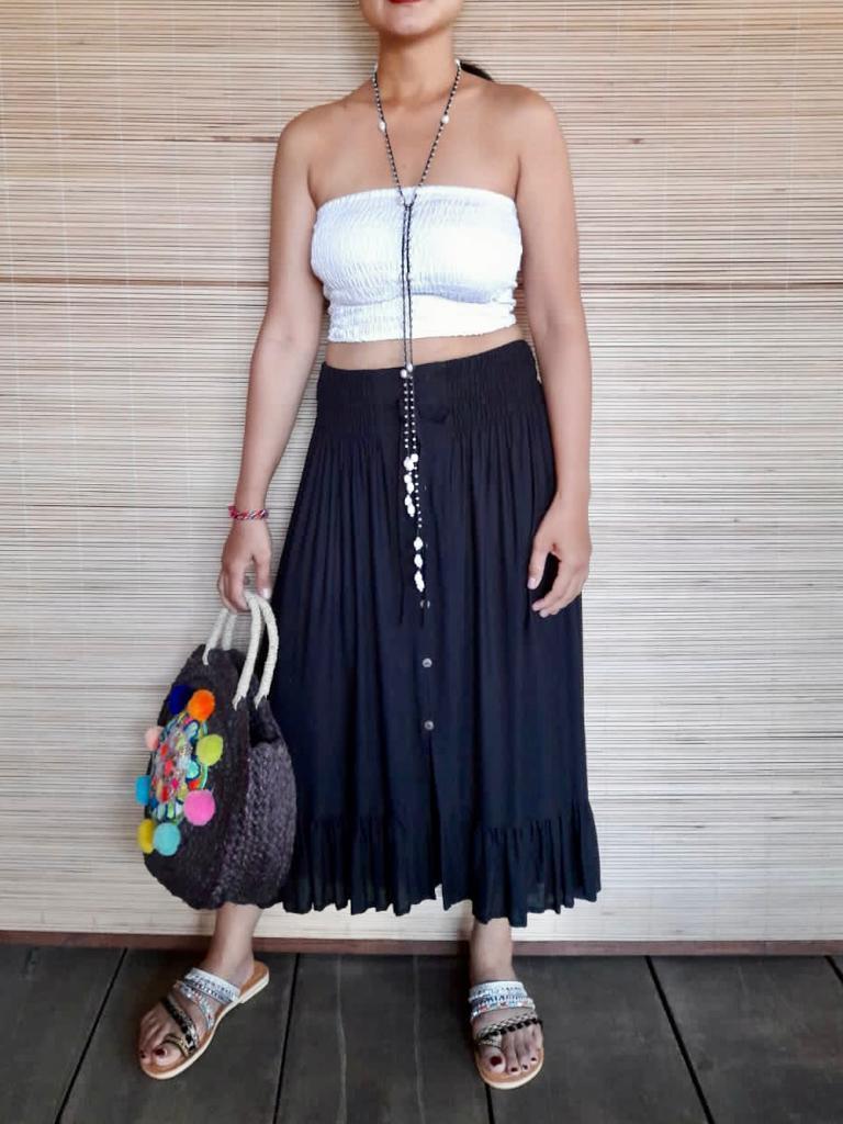 SKIRT KAREN Asymmetric in White, Black and tie Dye - Lemongrass Bali Boutique