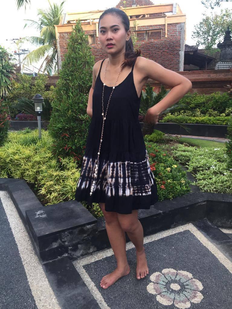 TOP/ DRESS HORIZONTAL Tie Dye and Plain Black, White - Lemongrass Bali Boutique