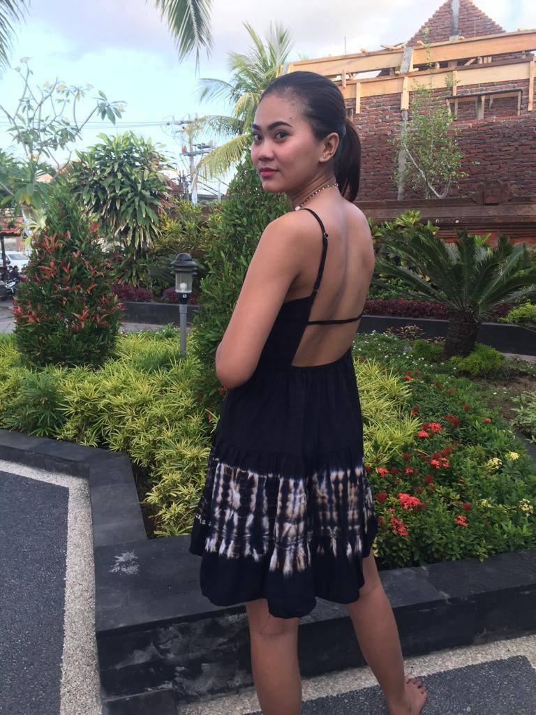 TOP/ DRESS HORIZONTAL Tie Dye and Plain Black, White - Lemongrass Bali Boutique