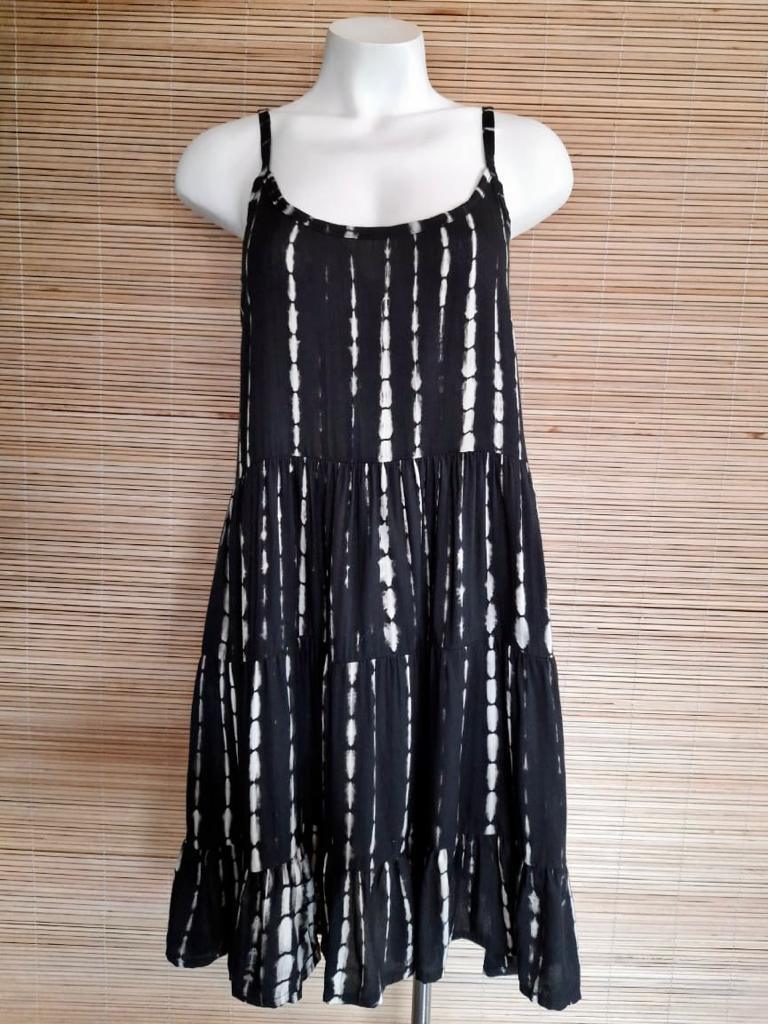 TOP/ DRESS HORIZONTAL Tie Dye and Plain Black, White - Lemongrass Bali Boutique