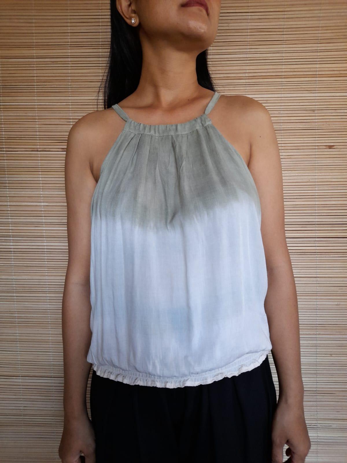 TOP SUZANA New Tie Dye Soft Khaki/ Off Cream - Lemongrass Bali Boutique