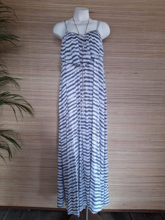 NEW LONG DRESS STRIPE Grey/ White