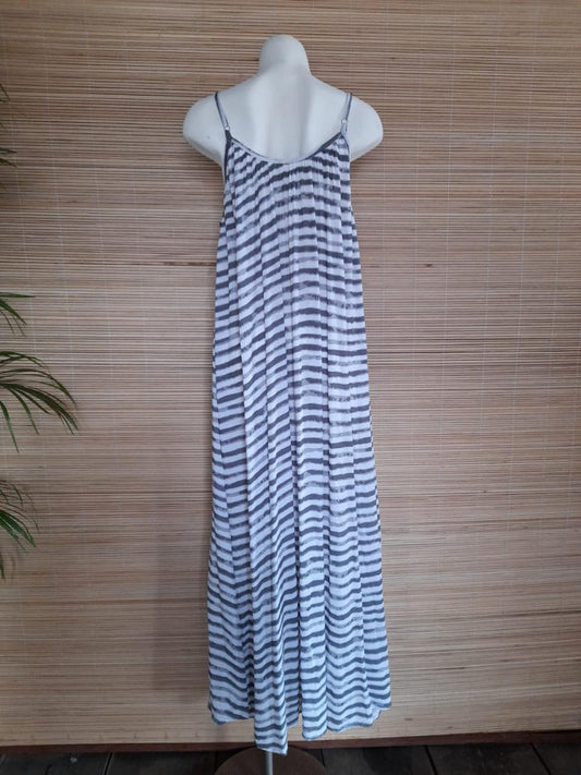 NEW LONG DRESS STRIPE Grey/ White