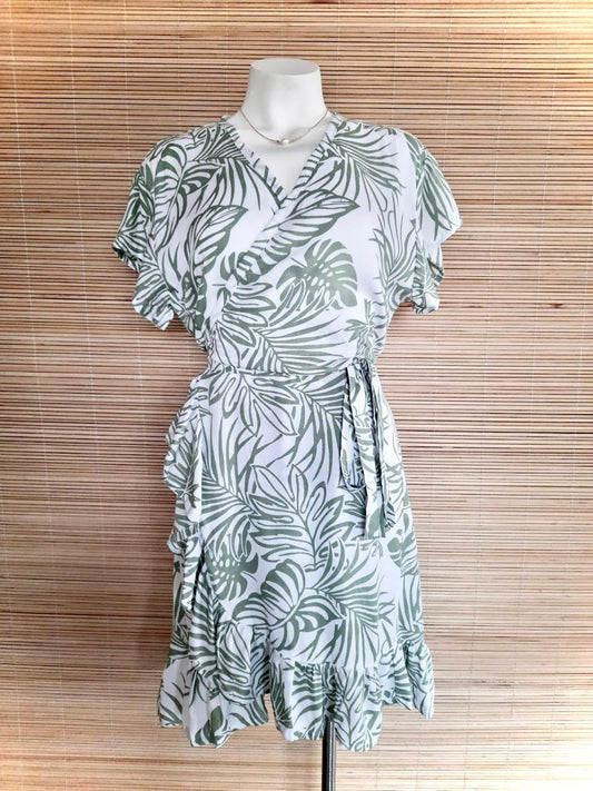 SHORT DRESS KIMONO WRAP in New Palm Green