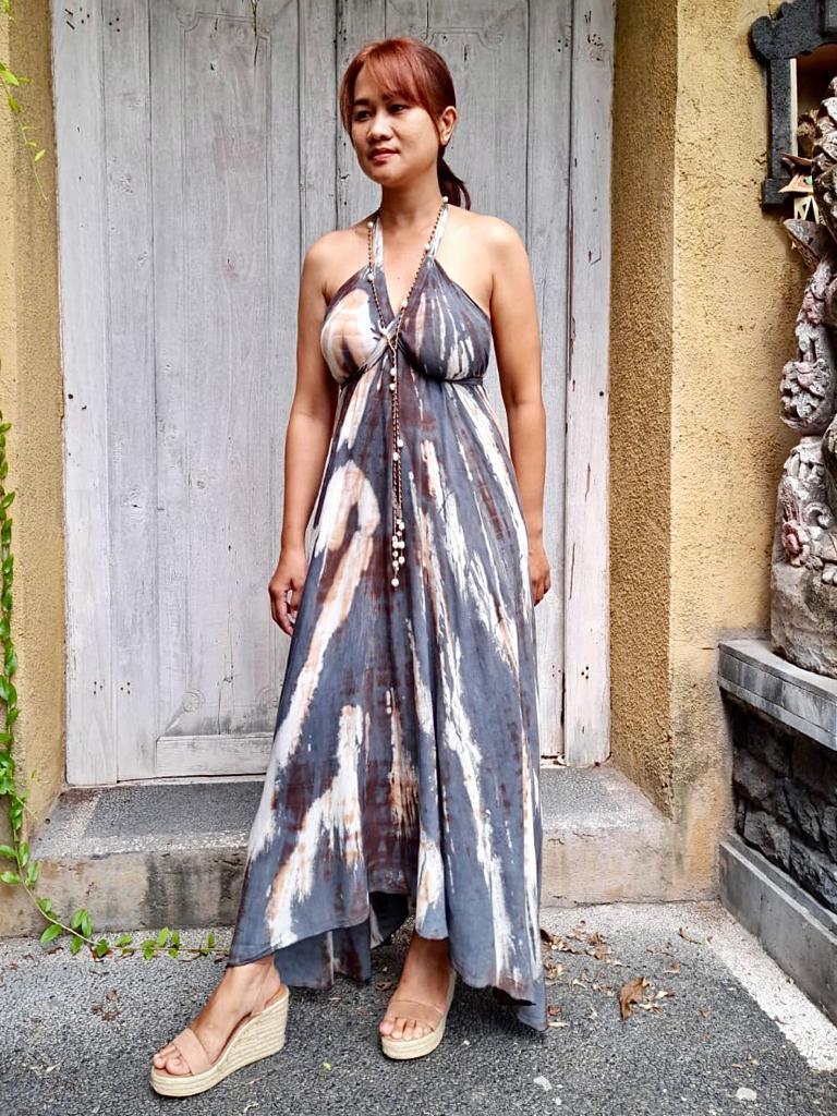 BOHEMIAN LONG DRESS in 9 colors of Tie Dye, Open Back - Lemongrass Bali Boutique