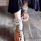 BOHO LEATHER SHOES in Turquoise Beads or Black Beads - Lemongrass Bali Boutique