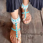 BOHO LEATHER SHOES in Turquoise Beads or Black Beads - Lemongrass Bali Boutique