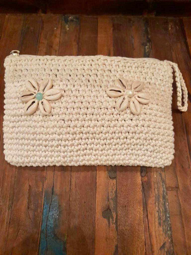 CLUTCH CROCHET FASHION New Cream - Lemongrass Bali Boutique