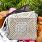 CLUTCH CROCHET in White, Grey and Black, Medium Size. - Lemongrass Bali Boutique