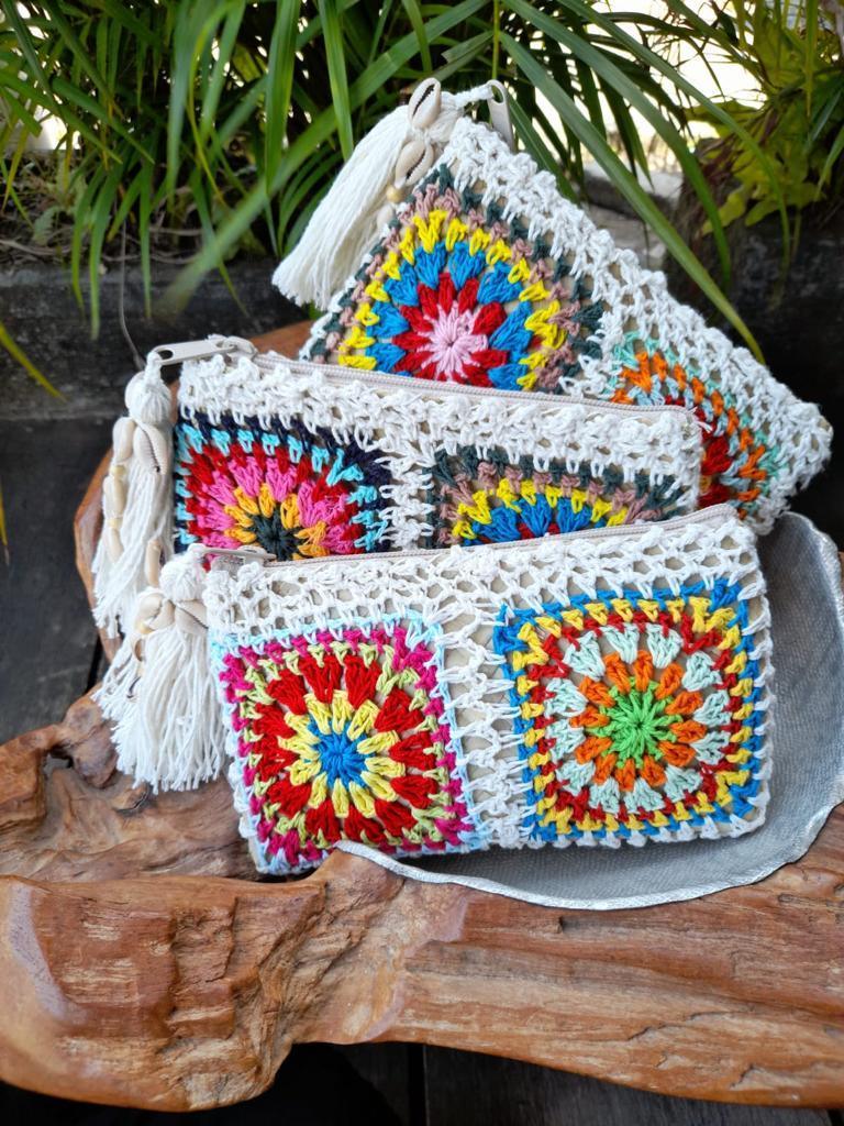 CLUTCH CROCHET Multicolor Small size - Lemongrass Bali Boutique