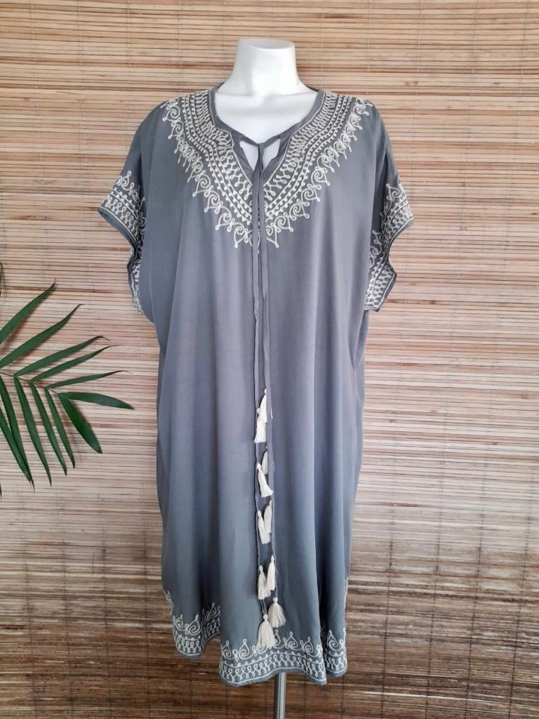 DRESS JASMIN in White and Grey - Lemongrass Bali Boutique