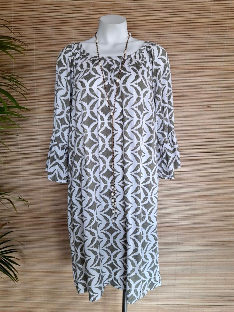DRESS SOLUNA New Khaki Print - Lemongrass Bali Boutique