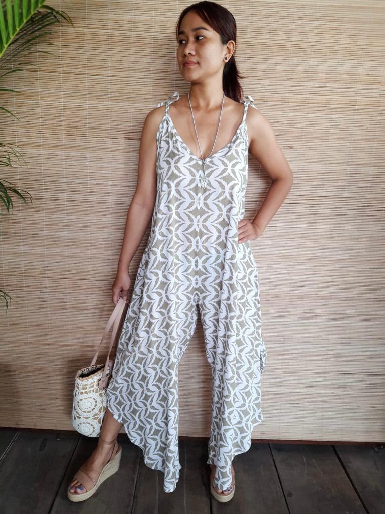 JUMPER MAYA in Print White/ Khaki - Lemongrass Bali Boutique