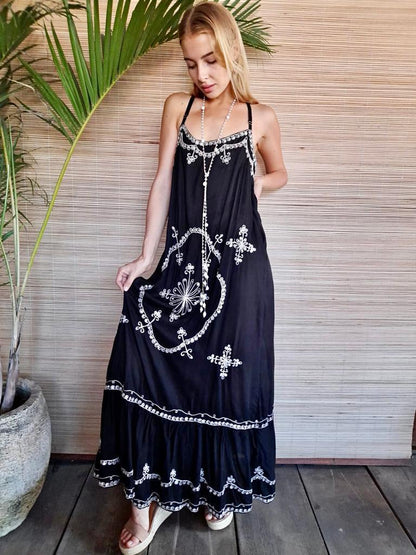 LONG DRESS MAELYS Blush, Black, Mint and Blue - Lemongrass Bali Boutique