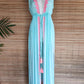 LONG KAFTAN EDEN in Grey and Turquoise - Lemongrass Bali Boutique