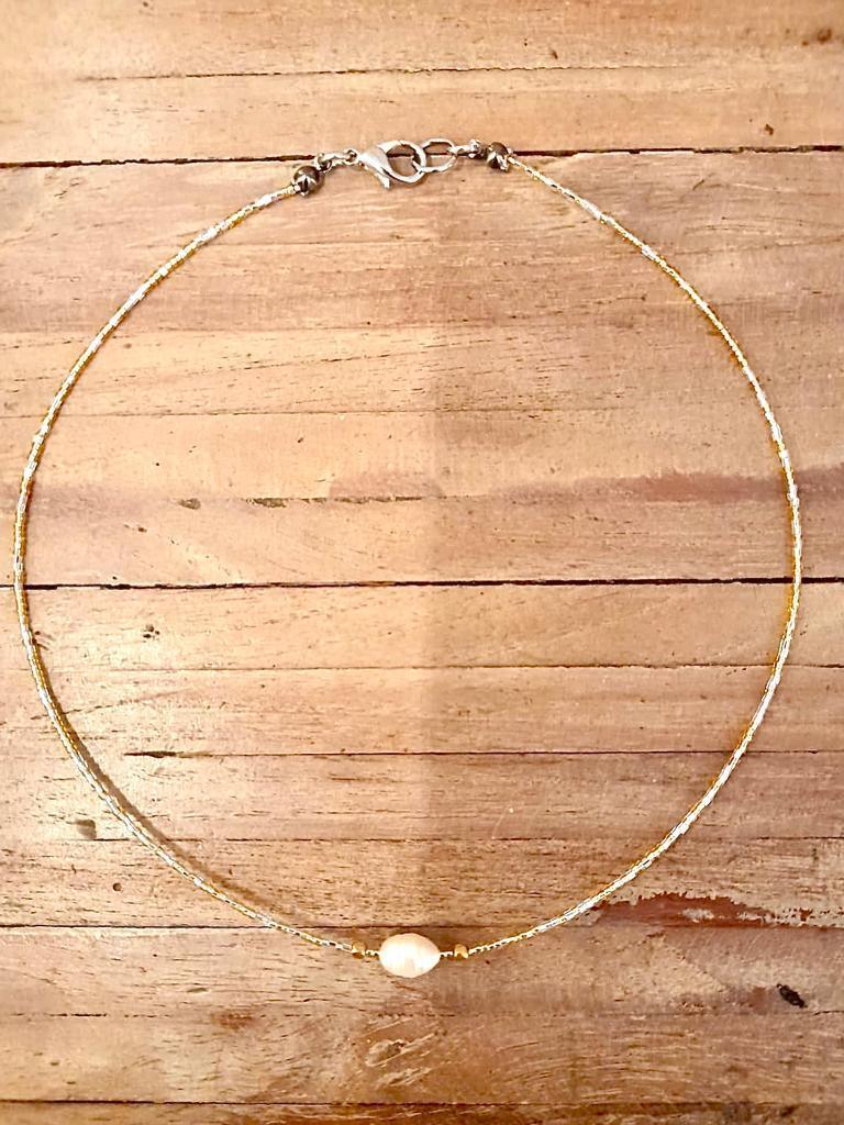 NECKLACE CHOKER Natural Fresh Water Pearl in 4 Colors - Lemongrass Bali Boutique
