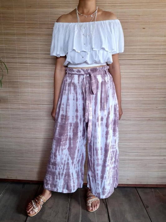 PANT ELSA Tie Dye Old Pink, Grey and Khaki - Lemongrass Bali Boutique