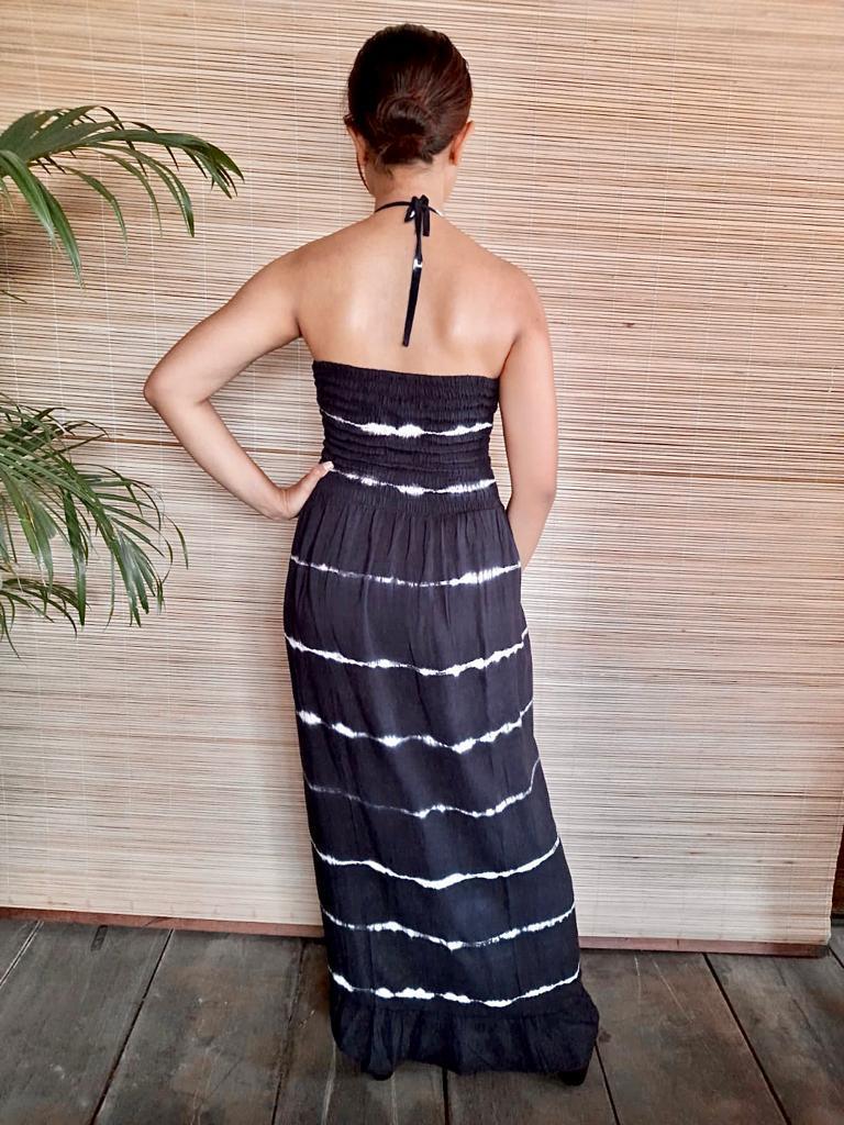 SEXY BOHO DRESS Tie Dye Black/ White - Lemongrass Bali Boutique