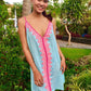 SHORT DRESS DAYAK in Grey and Turquoise - Lemongrass Bali Boutique