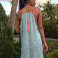 SHORT DRESS DAYAK in Grey and Turquoise - Lemongrass Bali Boutique