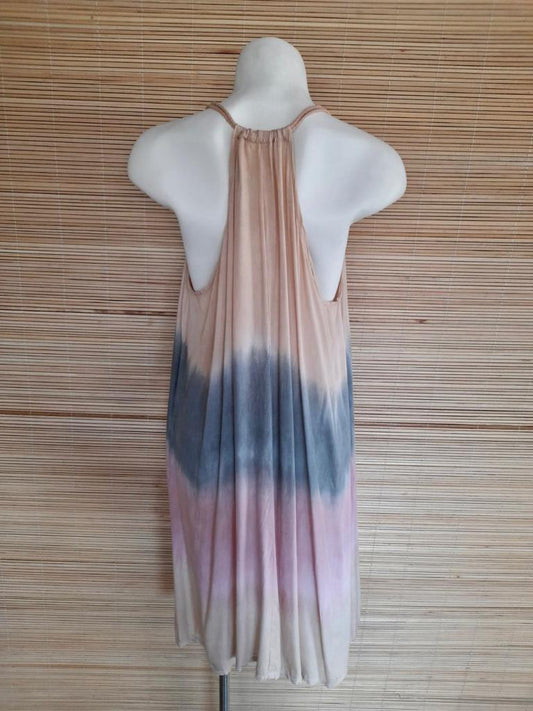 SHORT DRESS ROSE New Tie Dye Beige/ Grey/ Pink - Lemongrass Bali Boutique