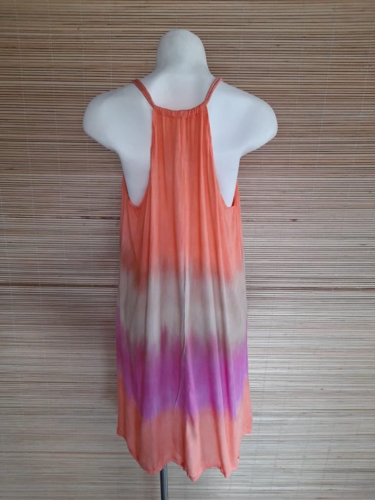 SHORT DRESS ROSE NEW Tie Dye Coral/ Beige/ Pink - Lemongrass Bali Boutique