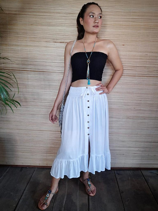 SKIRT KAREN Asymmetric in White, Black and tie Dye - Lemongrass Bali Boutique