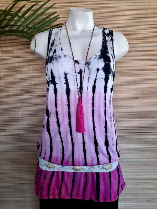 TANK TOP TIE DYE in Brown and Pink - Lemongrass Bali Boutique