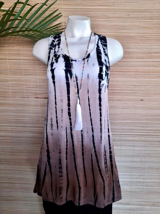 TANK TOP TIE DYE in Brown and Pink - Lemongrass Bali Boutique