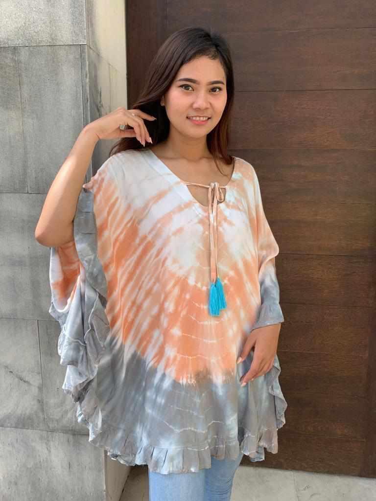 TOP/ DRESS GWENDOLYN New Tie Dye Blue Tassel - Lemongrass Bali Boutique