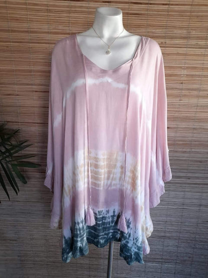 TOP/ DRESS GWENDOLYN New Tie Dye Blush/ Nude - Lemongrass Bali Boutique