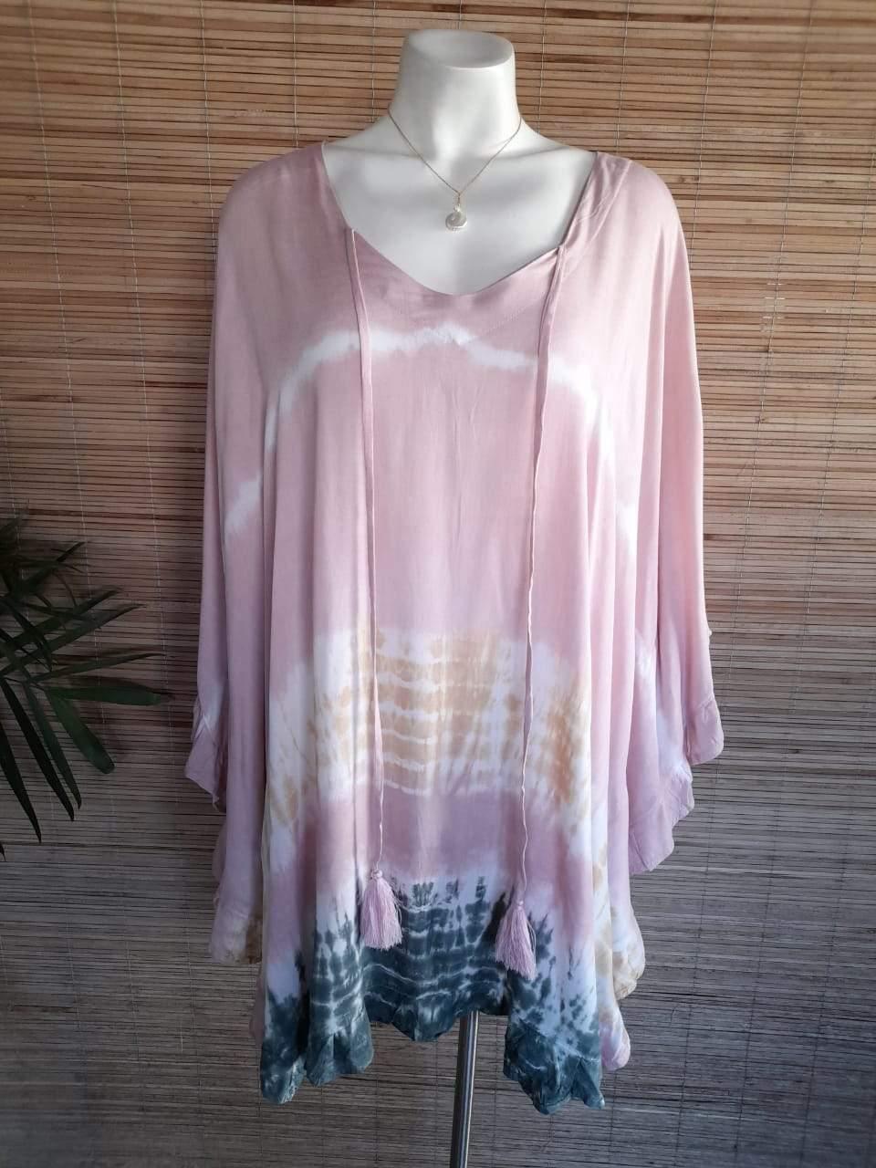 TOP/ DRESS GWENDOLYN New Tie Dye Blush/ Nude - Lemongrass Bali Boutique