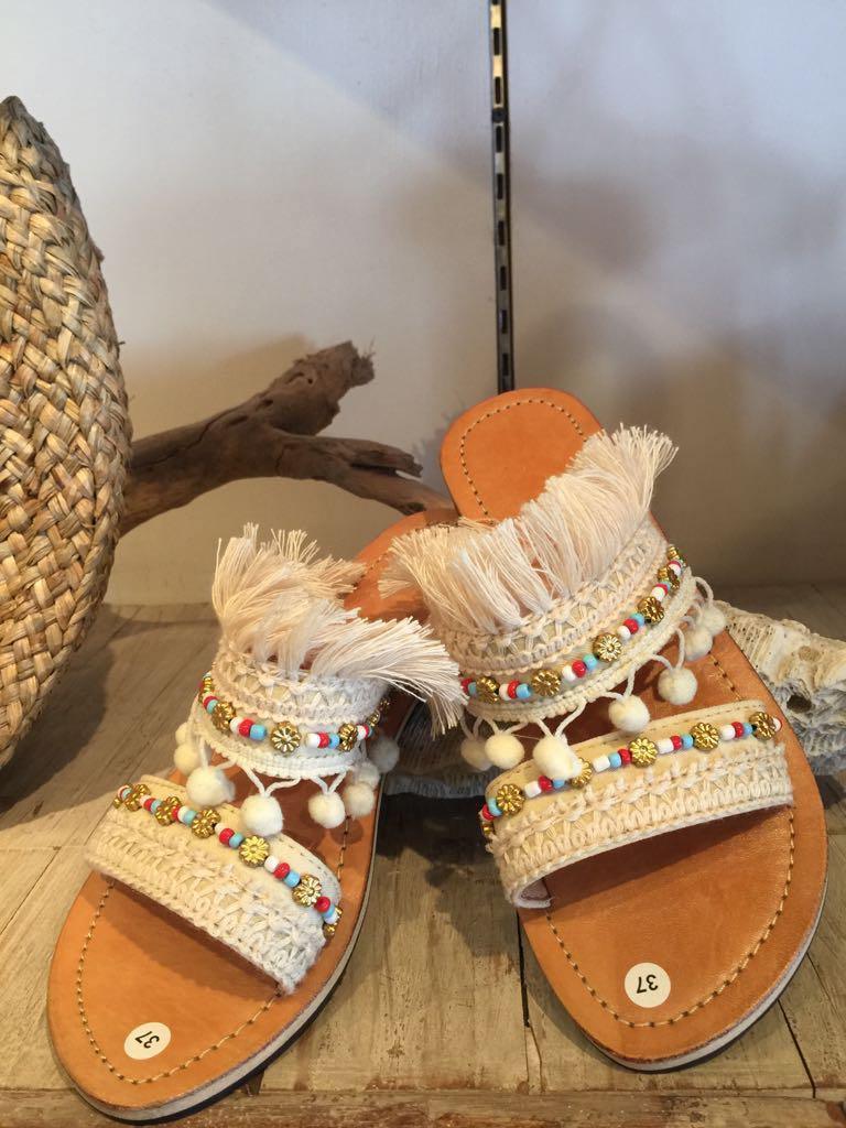 "WILLOW" SANDALS in Cream and Black - Lemongrass Bali Boutique
