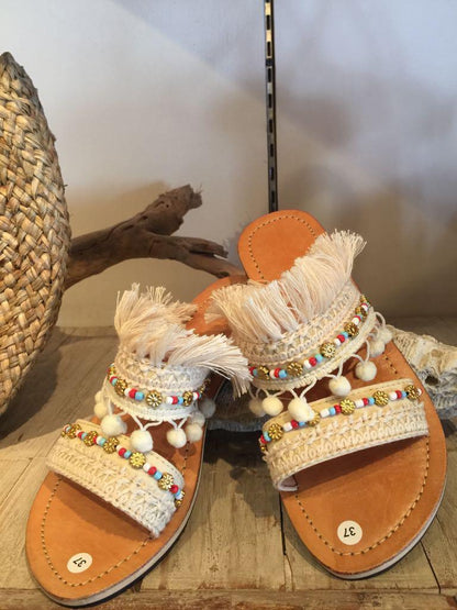 "WILLOW" SANDALS in Cream and Black - Lemongrass Bali Boutique
